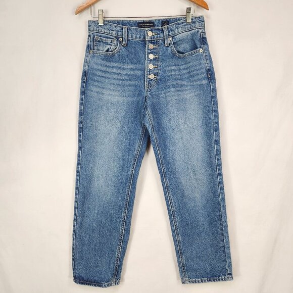 Lucky Brand Boy Mid Rise Relaxed Jeans Women's 4/27 Baggy Hip Hop Exposed Fly - Picture 1 of 11